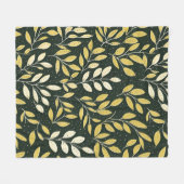 Yellow and Cream Leafy Branches Pattern  Fleece Deken (Voorkant (Horizontaal))