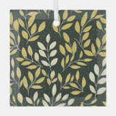 Yellow and Cream Leafy Branches Pattern Glas Ornament (Voorkant)