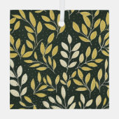 Yellow and Cream Leafy Branches Pattern  Glas Ornament (Achterkant)