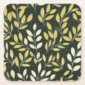 Yellow and Cream Leafy Branches Pattern  Kartonnen Onderzetters (Voorkant)