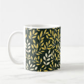 Yellow and Cream Leafy Branches Pattern  Koffiemok (Links)