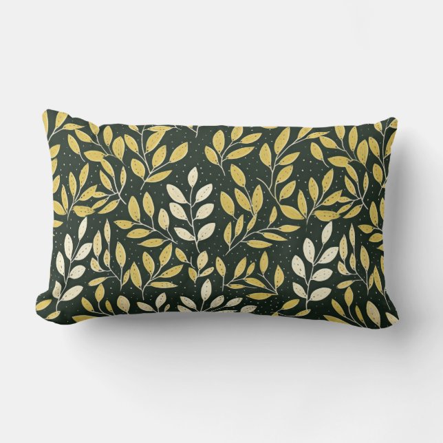 Yellow and Cream Leafy Branches Pattern  Kussen (Voorkant)