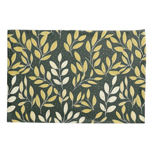 Yellow and Cream Leafy Branches Pattern  Kussensloop (Achterkant-Links)