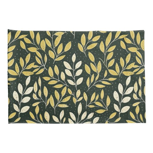 Yellow and Cream Leafy Branches Pattern  Kussensloop (Achterkant-Rechts)