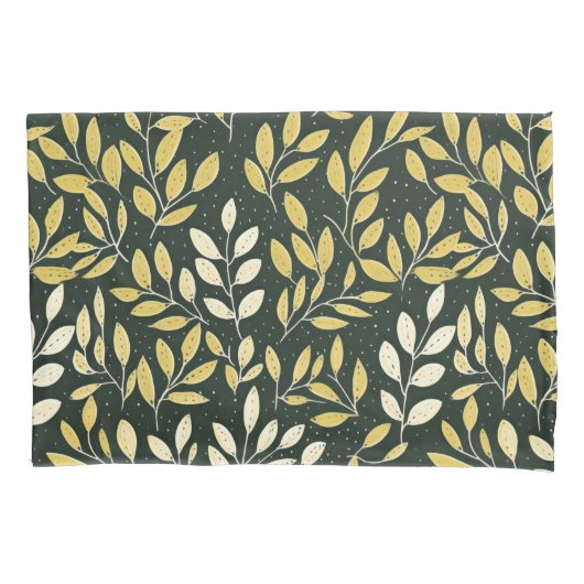 Yellow and Cream Leafy Branches Pattern  Kussensloop (Voorkant-Links)