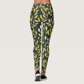 Yellow and Cream Leafy Branches Pattern  Leggings (Achterkant)