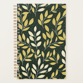 Yellow and Cream Leafy Branches Pattern  Planner