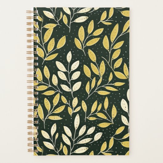 Yellow and Cream Leafy Branches Pattern  Planner (Voorkant)