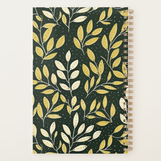 Yellow and Cream Leafy Branches Pattern  Planner (Achterkant)
