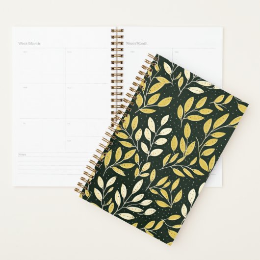 Yellow and Cream Leafy Branches Pattern  Planner (Display)
