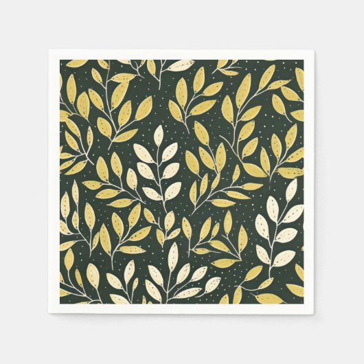 Yellow and Cream Leafy Branches Pattern  Servet (Voorkant)