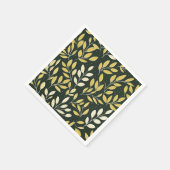 Yellow and Cream Leafy Branches Pattern  Servet (Hoek)