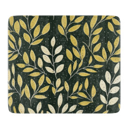 Yellow and Cream Leafy Branches Pattern  Snijplank