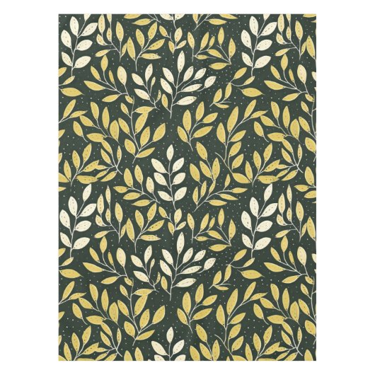 Yellow and Cream Leafy Branches Pattern  Tafelkleed (Voorkant)