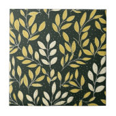 Yellow and Cream Leafy Branches Pattern  Tegeltje (Voorkant)