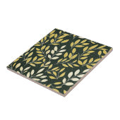Yellow and Cream Leafy Branches Pattern  Tegeltje (Zijkant)