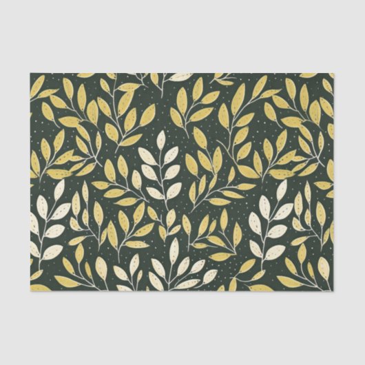 Yellow and Cream Leafy Branches Pattern  Tissuepapier (Voorkant)