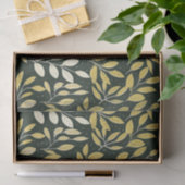 Yellow and Cream Leafy Branches Pattern  Tissuepapier (Geschenk)