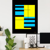 Yellow and Cyan Grid Bauhaus Minimalist Design Poster (Thuiskantoor)
