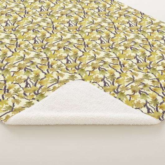 Yellow and Gold Maple Tree Sherpa Blanket Deken (3/4)