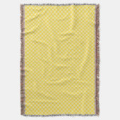 Yellow and gray patterned blanket with fringed deken (Voorkant Verticaal)