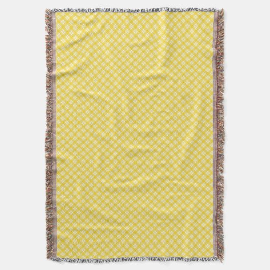 Yellow and gray patterned blanket with fringed deken (Voorkant Verticaal)