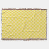 Yellow and gray patterned blanket with fringed deken (Voorkant)