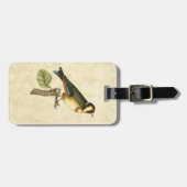 Yellow and Green Bird Perched on a Little Branch Bagagelabel (Voorkant horizontaal)