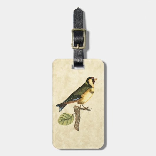 Yellow and Green Bird Perched on a Little Branch Bagagelabel (Voorkant verticaal)