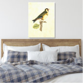 Yellow and Green Bird Perched on a Little Branch Canvas Afdruk (Insitu (Slaapkamer))