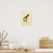 Yellow and Green Bird Perched on a Little Branch Poster (Keuken)