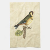 Yellow and Green Bird Perched on a Little Branch Theedoek (Verticaal)