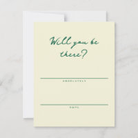 Yellow and Green Simple RSVP Card