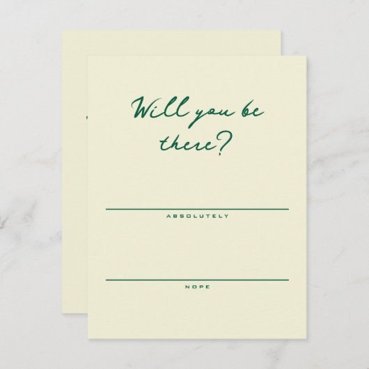 Yellow and Green Simple RSVP Card (Voorkant / Achterkant)