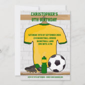 Yellow and Green Soccer Jersey Birthday Party Kaart (Achterkant)
