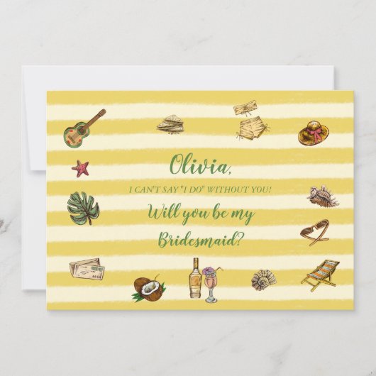 Yellow and Green Summer Bridesmaid Proposal Card Kaart (Voorkant)