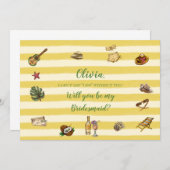 Yellow and Green Summer Bridesmaid Proposal Card Kaart (Voorkant / Achterkant)