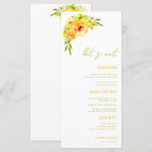 Yellow and Green Summer Floral Let's Eat Wedding Menu (Voorkant / Achterkant)