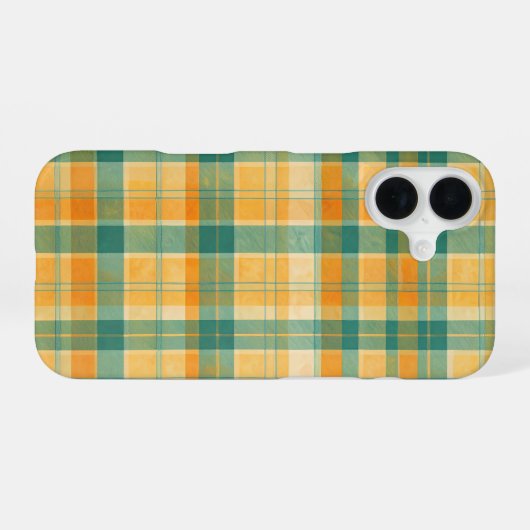 Yellow and Green Tartan Plaid Pattern iPhone 16 Hoesje (Achterkant horizontaal)