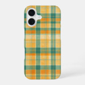 Yellow and Green Tartan Plaid Pattern iPhone 16 Hoesje (Achterkant)