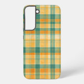 Yellow and Green Tartan Plaid Pattern Samsung Galaxy Hoesje (Achterkant)