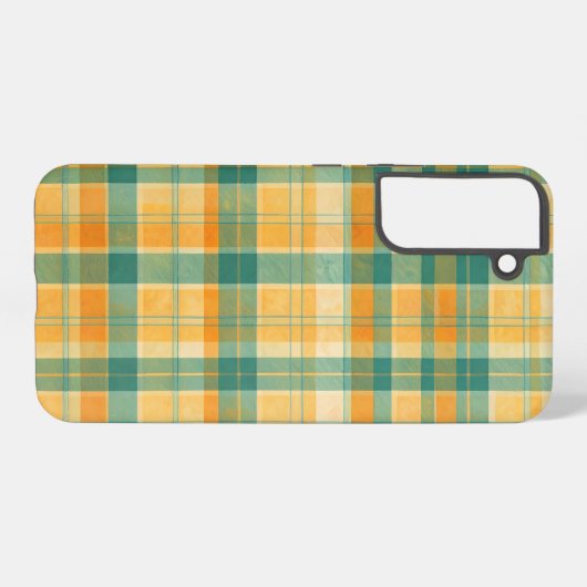 Yellow and Green Tartan Plaid Pattern Samsung Galaxy Hoesje (Achterkant horizontaal)