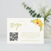 Yellow and Green Vibrant Floral QR Code RSVP Card Informatiekaartje (Staand voorkant)
