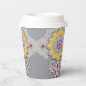 Yellow and grey floral patterns AI art  Papieren Bekers (Achterkant)