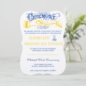 Yellow and Lapis Blue Typografie Invite Kaart (Staand voorkant)