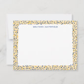 Yellow and Navy Leopard Personal Stationery Kaart (Voorkant)