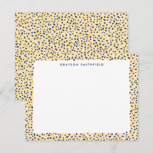 Yellow and Navy Leopard Personal Stationery Kaart