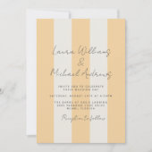 Yellow and Off-White Cabana Stripes Wedding Kaart (Voorkant)