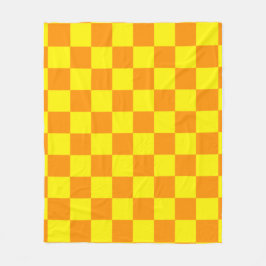 Yellow and Orange Checkered Square Pattern Throw P Fleece Deken