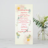 Yellow and Pink Floral Wedding Menu Card (Staand voorkant)